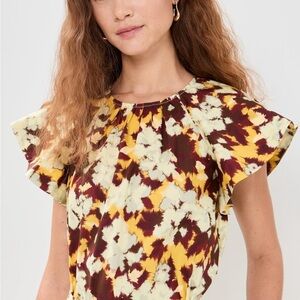 Ulla Johnson Yellow and Brown Floral Blouse